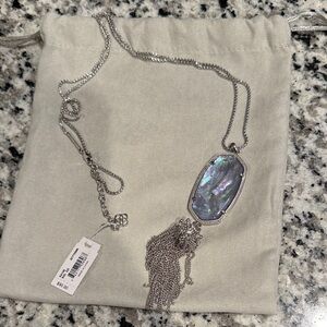 Kendra Scott Silver Necklace with Iridescent Pendant - Violet Kyocera Opal